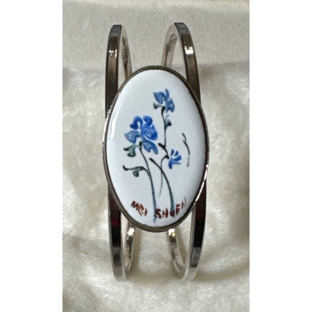 Hand Painted Mei Shuen China Jewelry Spring Hinge Bracelet Gatlinburg Tennessee
